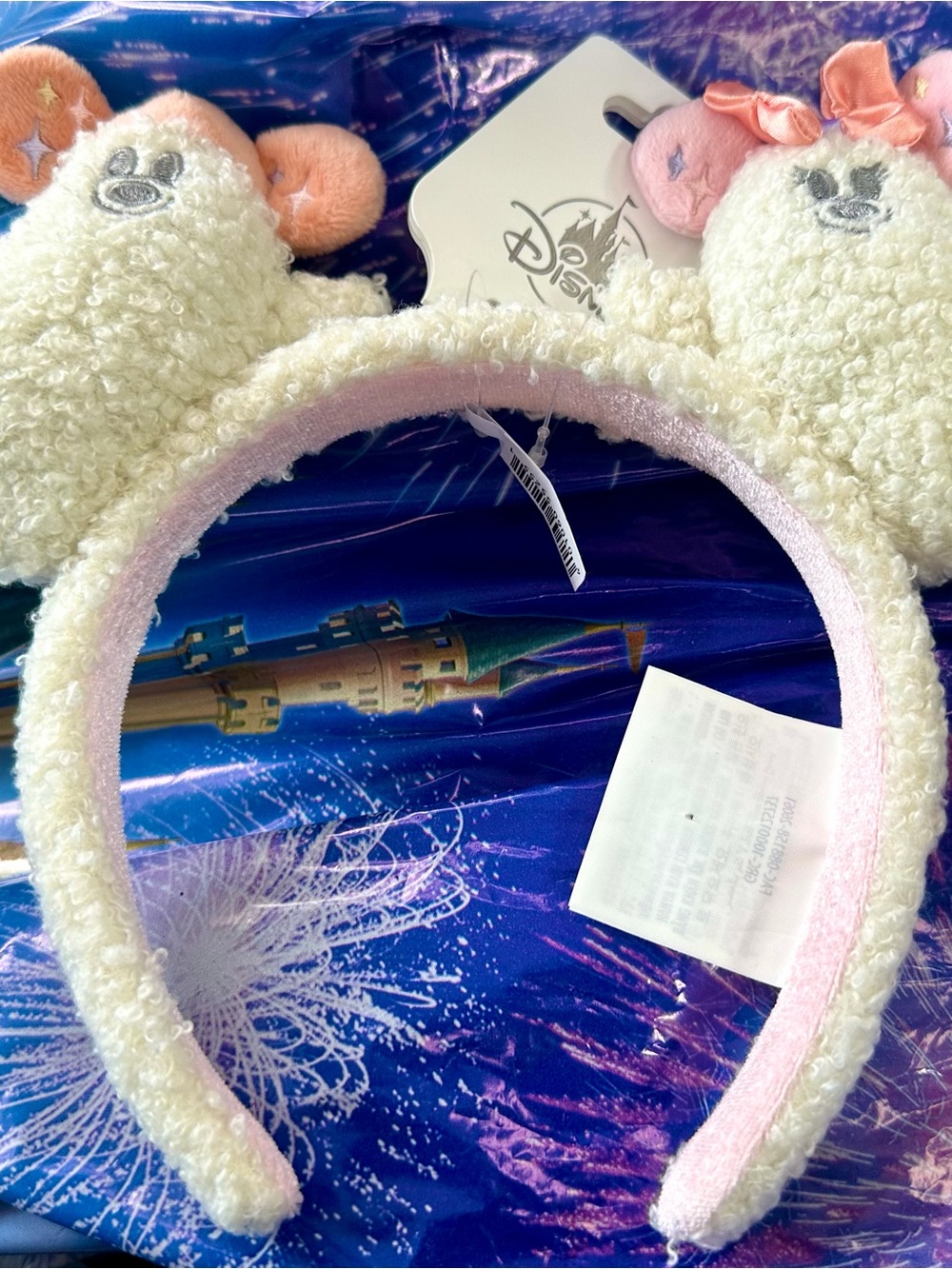 Disney Ghost Minnie Ear Headband - White and Pink